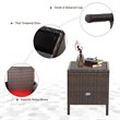 Costway 3-piece Rattan Patio Furniture Set with Glass Tabletop in Red