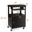 Costway Iron Adjustable Mobile AV Presentation Cart w/ Locked Cabinet in Black