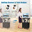 Costway Iron Adjustable Mobile AV Presentation Cart w/ Locked Cabinet in Black