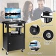 Costway Iron Adjustable Mobile AV Presentation Cart w/ Locked Cabinet in Black