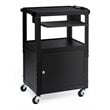 Costway Iron Adjustable Mobile AV Presentation Cart w/ Locked Cabinet in Black