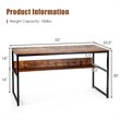 Costway 55'' Engineered Wood Computer Desk with Storage Shelf in Brown