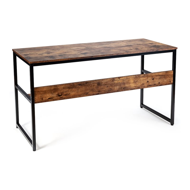 Costway 55'' Engineered Wood Computer Desk with Storage Shelf in Brown