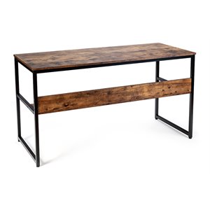 Costway 55'' Engineered Wood Computer Desk with Storage Shelf in Brown
