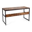 Costway 55'' Engineered Wood Computer Desk with Storage Shelf in Brown