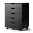 Costway 5-drawer Wheels Chest Storage Dresser Floor Cabinet Organizer in Black