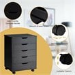 Costway 5-drawer Wheels Chest Storage Dresser Floor Cabinet Organizer in Black