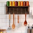 Costway Entryway Hanging Shelf Rustic Wooden Wall-Mounted Coat Rack in Brown