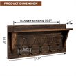 Costway Entryway Hanging Shelf Rustic Wooden Wall-Mounted Coat Rack in Brown