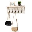 Costway Entryway Hanging Shelf Rustic Wooden Wall-Mounted Coat Rack in White