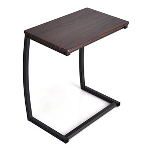 Costway C-shaped Contemporary MDF and Steel End Table with Steel Frame in Coffee