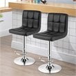 Costway PU Leather and Metal Adjustable Swivel Bar Stools in Black (Set of 2)