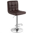 Costway PU Leather and Metal Adjustable Swivel Bar Stools in Brown (Set of 2)