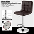 Costway PU Leather and Metal Adjustable Swivel Bar Stools in Brown (Set of 2)