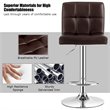 Costway PU Leather and Metal Adjustable Swivel Bar Stools in Brown (Set of 2)