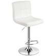 Costway PU Leather and Metal Adjustable Swivel Bar Stools in White (Set of 2)