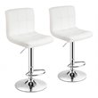 Costway PU Leather and Metal Adjustable Swivel Bar Stools in White (Set of 2)