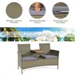 Costway Rattan Patio Conversation Set with Loveseat & Coffee Table in Gray