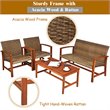Costway 4-piece Rattan Patio Furniture Set with Wide Backrest in Coffee