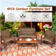 Costway 4-piece Rattan Patio Furniture Set with Wide Backrest in Coffee