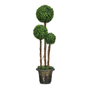 Costway Artificial Topiary Triple Ball Tree Plant with UV Resistant in Green
