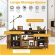 Costway 60'' TV Stand Entertainment Center with Shelves & Cabinet in Brown