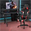 Costway Metal Gaming Computer Desk & Chair Set with Monitor Shelf in Red