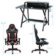 Costway Metal Gaming Computer Desk & Chair Set with Monitor Shelf in Red
