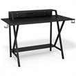 Costway Metal Gaming Computer Desk & Chair Set with Monitor Shelf in Red