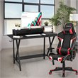 Costway Metal Gaming Computer Desk & Chair Set with Monitor Shelf in Red