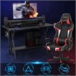 Costway Metal Gaming Computer Desk & Chair Set with Monitor Shelf in Red