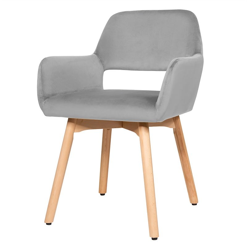 Costway Iron and Velvet Fabric Accent Leisure Armchairs in Gray (Set of 2)