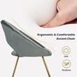 Costway Contemporary Velvet Accent Chair with Golden Metal Leg in Gray
