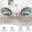 Costway Contemporary Velvet Accent Chair with Golden Metal Leg in Gray