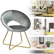 Costway Contemporary Velvet Accent Chair with Golden Metal Leg in Gray
