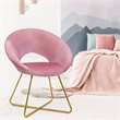 Costway Contemporary Velvet Accent Chair with Golden Metal Leg in Pink