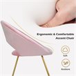 Costway Contemporary Velvet Accent Chair with Golden Metal Leg in Pink