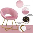 Costway Contemporary Velvet Accent Chair with Golden Metal Leg in Pink