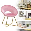 Costway Contemporary Velvet Accent Chair with Golden Metal Leg in Pink
