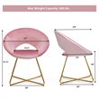 Costway Contemporary Velvet Accent Chair with Golden Metal Leg in Pink
