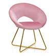 Costway Contemporary Velvet Accent Chair with Golden Metal Leg in Pink
