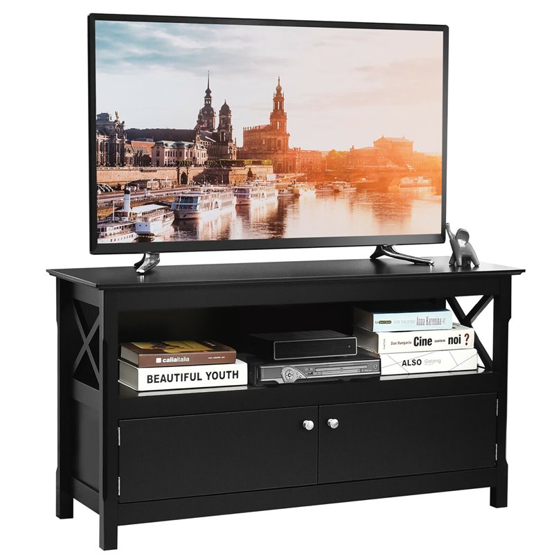 Costway Wooden Free Standing Console TV Media Cabinet for TVs up to 48