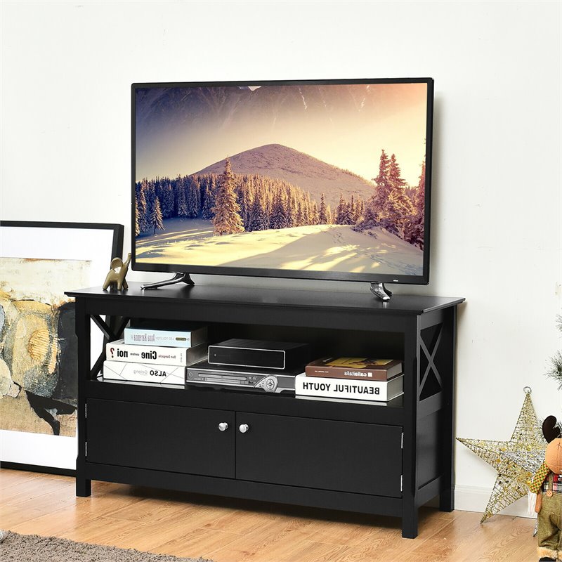 Costway Wooden Free Standing Console TV Media Cabinet for TVs up to 48