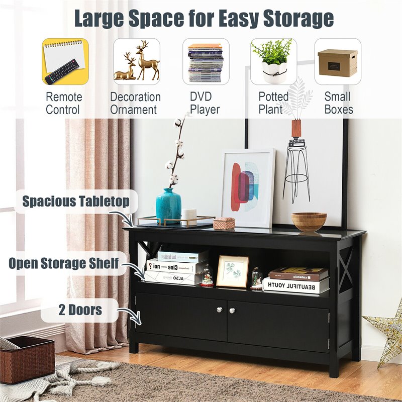 Costway Wooden Free Standing Console TV Media Cabinet for TVs up to 48