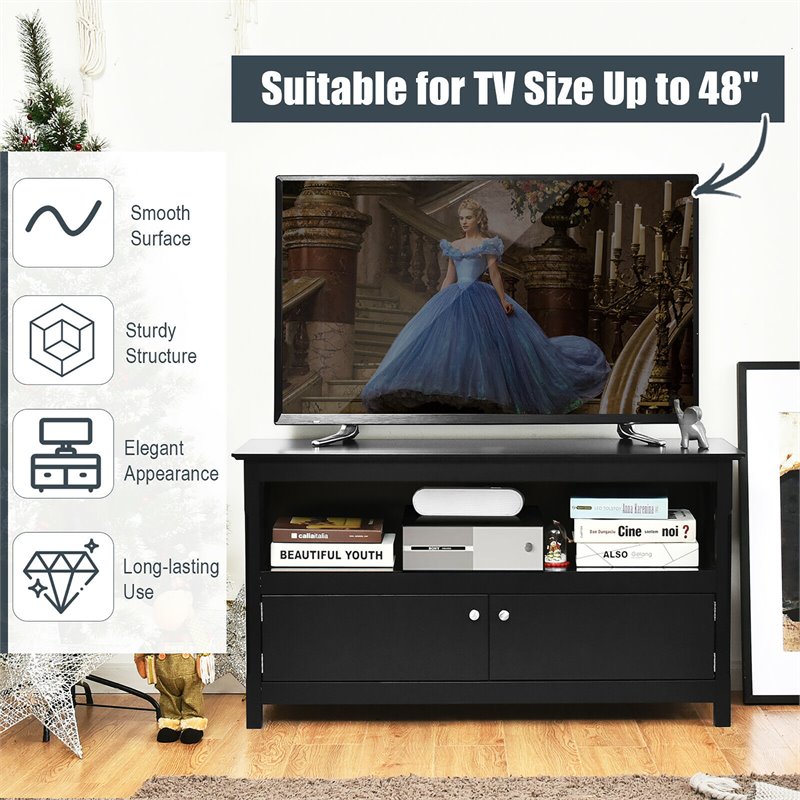 Costway Wooden Free Standing Console TV Media Cabinet for TVs up to 48
