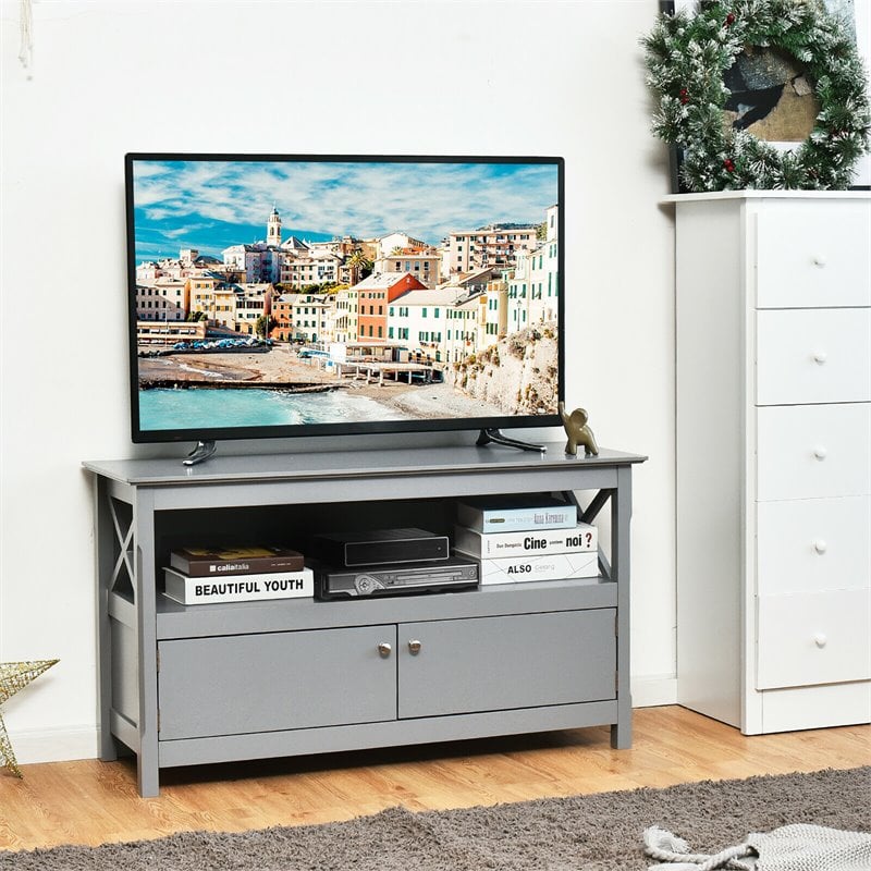 Costway Wooden Free Standing Console TV Media Cabinet for TVs up to 48