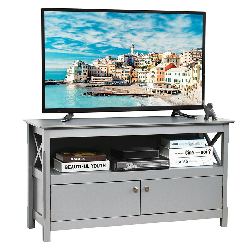Costway Wooden Free Standing Console TV Media Cabinet for TVs up to 48