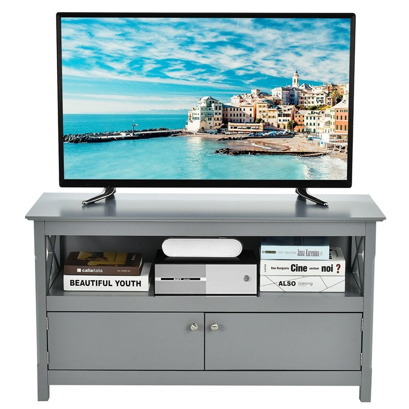 Costway Wooden Free Standing Console TV Media Cabinet for TVs up to 48