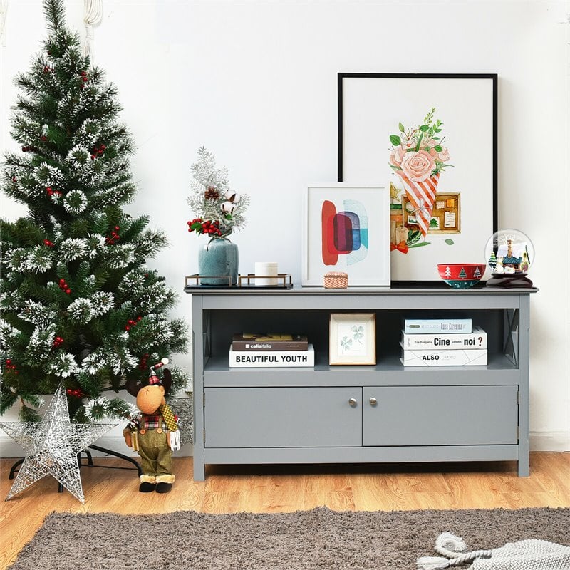 Costway Wooden Free Standing Console TV Media Cabinet for TVs up to 48