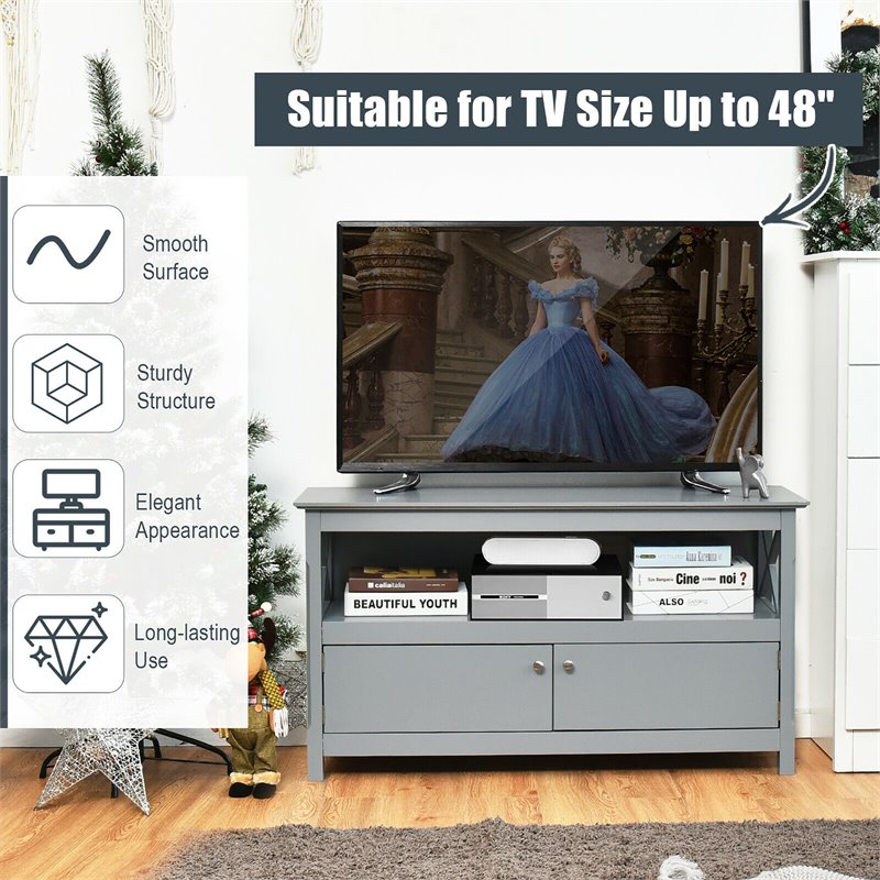 Costway Wooden Free Standing Console TV Media Cabinet for TVs up to 48